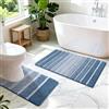 SHACOS Tappetini per Bagno Set di 2 Antiscivolo 45 x 65 cm, Tappeto Morbido Microfibra Lavabile Tappetino Assorbente, Blu