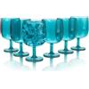 Yanglonghui Set di 6 bicchieri da vino in plastica da 425,2 g, infrangibili, riutilizzabili, in plastica colorata, impilabili, lavabili in lavastoviglie, senza BPA, ideali per feste (ciano, 350 ml)
