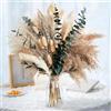 Probuk 92 Pezzi Fiori Secchi Decorativi,Fiori Secchi Naturali per Vaso,Pampas Grass Naturale, Bouquet Boho Anti-Polvere, Adatto per Vasi,Matrimonio,Festa e Decorazioni Casa