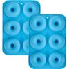 YXHZVON 2 Pezzi Stampo per Ciambelle, Stampi in Silicone Antiaderenti, Stampo per Donuts a 6 Cavità, Stampi Donuts Grandi, Adatto Per Torte, Muffin, Biscotti, Bagel (Blu)