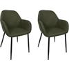 HOME DECO FACTORY, HD0480, Set di 2 poltrone Atom Kaki, Design Contemporaneo, Comfort ottimale, Versatile per Soggiorno o Ufficio, di Facile Manutenzione, Dimensione: 59x85x557 cm, Kaki