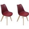 HOME DECO FACTORY The HD6232 - Set di 2 sedie scandinave, rivestimento in polipropilene imbottito, legno, 46,2 x 52 x 86,4 cm, colore: Bordeaux