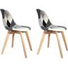 HOME DECO FACTORY The Home Deco Factory Sedia scandinavo Patcwork, Legno, grigio-bianco, 46.5 x 54 x 85 cm, 2 pezzi
