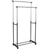 JE CHERCHE UNE IDEE RG6378 Metal - Rotella doppia casa e Bazar Organizzatore porta oggetti, 80 x 43 x 160 cm, colore: nero/cromato