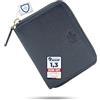 Baur since 1976 Baur portafoglio da donna piccolo - vera pelle con protezione RFID - portafoglio compatto con 6 scomparti per carte e cerniera a giro (Cerniera oro, Blu scuro)