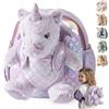 Moonkie Hug & Go Zainetto Bambina, Zaino Bambino Unicorno con Giochi Rimovibile, Zainetto Asilo Bambino 1 2 3 Anni, Zaini per Bambini in Peluche Morbide, per Asilo, Viaggio & Regali Bambini