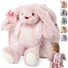 Moonkie Hug & Go Zainetto Bambina, Zaino Bambino Coniglio con Giochi Rimovibile, Zainetto Asilo Bambino 1 2 3 Anni, Zaini per Bambini in Peluche Morbide, per Asilo, Viaggio & Regali Bambini