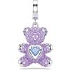 Swarovski Charm Idyllia, Taglio misto, Orsetto, Viola, Placcato rodio