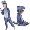 Sincere Party Costume da dinosauro T-Rex grigio con stampa a sublimazione per bambini e bambine, costume da dinosauro Oneise con statua T-Rex giocattolo per 3-4 anni