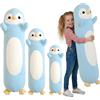 Kekeso Peluche Pinguino, Lungo Cuscino Pinguino Ultra Morbido, Peluche da Abbracciare a Forma di Cuscino Corpo, Regalo di Natale per Bambini & Adulti (Azzurro, 90cm/35.43in)