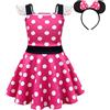Lito Angels Vestito Costume Topo Mouse con Cerchietto per Ragazza Taglia 10-11 anni, A - Pois Rosa Caldo