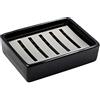 Ulable SUS304 Porta Sapone in Ceramica e Acciaio Inox per Bagno, Doppio Strato Auto-drenante, Anti-Sapone Soffice, Pulizia Facile (Nero)