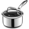 HexClad Casseruola ibrida antiaderente da 1 litro con coperchio in vetro temperato, manico che mantiene il freddo, lavabile in lavastoviglie, adatta a induzione, compatibile con tutti i piani cottura