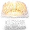 ZBOLE Lampada decorativa a forma di libro con fiori, 3 modalità di illuminazione, ricaricabile tramite USB-C, portatile, regalo per gli amanti dei libri, decorazione per librerie (bianco argento)