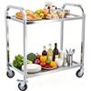 TAIMIKO Carrello di Servizio Carrello Portavivande Carrello Cucina con ruote in acciaio inossidabile a 2 ripiani (85 x 45 x 90 cm)
