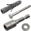 AERZETIX - Kit di 20 tasselli in nylon con collarino Ø8x40 mm + 20 viti tirafondo Ø5x40 mm inossidabile A2 + 20 rondelle larghe A2 per vite M5 + 1 bussola esagonale interna 1/4 SW8