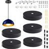 ZXBBTZ 5 Pz Rosone per Lampadario da Soffitto ø100mm Rosone Cilindrico in Metallo Rosone Baldacchino Lampadario Rosoni Soffitto Moderno Nero con Accessori di Montaggio per Cucina Soggiorno Corridoio
