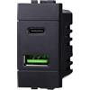 ZOREI Presa Caricatore Da Muro Compatibile Con Bticino Living Light - USB Type C + USB-A 3,1A, Nero