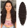 XFSRG 66cm Extension Coda Finta Capelli Veri Permanente Riccia Compatta Capelli Finti Donna Con Forcine Ponytail Naturale Parrucca Elegante E Folta Per Donne Ragazze(Marrone Scuro)