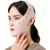 Cyberwork Maschera viso lifting V-Line riutilizzabile 360° respirante, fascia doppio mento rassodante e snellente per contorno viso donna uomo, face mask bellezza per dormire o viaggio rosa