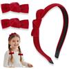 fKiZanthene Set di 3 cerchietti per capelli con fiocco di velluto rosso, set di accessori per capelli per ragazze e donne per carnevale e tutti i giorni