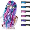 MSDADA Capelli Gesso Pettine per Ragazze e Bambini, 6 Pezzi Gessetti per Capelli Temporanei Regalo di Compleanno per Bambini Età 5 6 7 8 9 10 Lavabile Tintura per Party, Natale e Cosplay (Bleu+Rose+Violet)