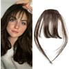ELNX Frangia a clip | Extension per capelli con frangia a clip | Frangia finta con fermaglio per capelli | Capelli finti per donne e ragazze, uso quotidiano (castano scuro)