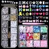 CharmeFleur Set di Charms 3D per Unghie Fiori Colorati Fiocco Luna Cuore Stella Design per Unghie