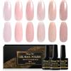 Shining She Smalto Semipermanente Unghie Glitter Jelly,6 Colori Nude Rosa Luccichio Olografico Semipermanente Unghie Soak-Off UV/LED,Trasparente Laser Effect Smalto Unghie 8ML