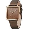SURVAN WatchDesigner Orologio Donna al Quarzo Elegante Minimalista con Quadrante Quadrato Cinturino in Raso Impermeabile(Col.Marrone)