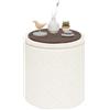 PINPLUS Pouf Contenitore Rotondo Pieghevole, in Teddy Bouclé, con Coperchio Ribaltabile come Tavolino, per Soggiorno e Camera, Ø 43 x 45 cm, Bianco