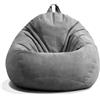 CEWROM Pouf a forma di goccia, per adulti, per interni, 100 x 120 cm, solo rivestimento (senza imbottitura), sacco da gioco, XL Giant Grey Bean Bag Chair per Outdoor Living Room Decor (grigio scuro)
