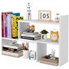 EasyPAG Scaffale Libreria Mini Legno Regolabile, Scrivania Organizzatore Tavolo, Piccola Libreria Autoportante per Casa, Ufficio, Scuola, Studio,Bianco