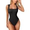 EMOTTOS Body donna sexy con scollo quadrato, Canottiera a coste casual senza maniche, slim fit, Morbido Crop Top Body a collo quadrato, Tuta sexy a righe per le donne,Black/Beige,S/M/L/XL
