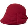 Comhats Lana 1920s Retro Fedora Cappelli Chiesa Cappelli Invernali Donna Cappello Feltro Classico Bowler Cappello, 16209_rosso, M