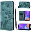 LSPCASA Custodia Per Samsung Galaxy A7 2018 Materiale In Pelle PU Cover Samsung A7 2018 Con Slot Per Schede Reticolo Della Farfalla Del Gatto Cover Galaxy A7 2018 Verde