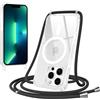 Jrkvniv Magnetica Trasparente Cover per iPhone 13 Pro con Cordino, Compatibile con Magsafe, Ultra Sottile Silicone TPU Antiurto Custodia con Collana Laccio rimovibile per iPhone 13 Pro, Nero