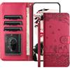 Jeffene Custodia Portafoglio Libro Cover per Samsung Galaxy A56 5G(6.7 Pollici),Flip Magnetica Antiurto con Porta Carte,Funzione Stand,Gatto Carino - Pelle PU Premium,Protezione 360°,(viola rosso)