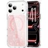 IMEIKONST Cover Magnetica per iPhone 17 Pro [Compatibile con MagSafe], Custodia Trasparente Glitter Brillantini Ultra-Sottile Antiurto per Donne e Ragazze Case per iPhone 17 Pro. Rosa JXSF