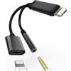 zoyuzan Adattatore 3,5mm Jack Cuffie Rapida Ricarica per iPhone 2in1 Accessori Aux Cavo Cuffiette Sdoppiatore Lightning Auricolari Spinotto Headphone per Apple 14 13 12 11 Pro Max 7 8 Plus X XR per iPad Air
