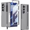 Clatoxi Custodia per Samsung Galaxy Z Fold 7 con Gear-Pushed Pen Supporto & Protezione per lo Schermo e Protezione con Cerniera Magnetica, Cover Rigida in PC con Supporto per Z Fold 7, Senza S Pen (Grigio)