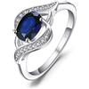 JewelryPalace Anello Solitario Donna Argento con Zaffiro Blu Creato, Argento 925 con Pietra a Taglio Ovale, Semplice Fedina Anniversario Set Gioielli 13