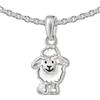 CLEVER SCHMUCK-SET argento ciondolo a forma di pecora divertente in MDF laccato bianco e catena Singapore 40 cm in argento 925