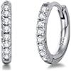 FANCIME Orecchini a Cerchio Piccoli per Donna in Argento Sterling 925 Placcato Oro Bianco con Zirconia Cubica - Diametro: 13 mm