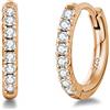FANCIME Orecchini a Cerchio Piccoli per Donna in Argento Sterling 925 Placcato Oro Rosa con Zirconia Cubica - Diametro: 13 mm