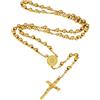 Supcare Collana Donna Uomo Rosario Cattolico, 8 Stili Collana Rosario con Perline Preghiera Medaglia Vergine Maria, Oro Crocifisso Collana Croce Uomo con Gesù, Gioielli Religiosi Cristo