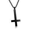 Pauro - Collana da uomo con ciondolo a croce capovolta in acciaio inox, catenina da 55,9 cm, colori: nero, oro, argento e Acciaio inossidabile, colore: Nero , cod. po3sar171113-13