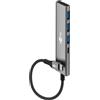 goobay Hub USB-C a 4 porte, adattatore multiporta con 3 x USB-A e 1 x USB-C, USB 3.2 SuperSpeed 5 Gbit/s, design compatto in alluminio per MacBook, laptop, tablet - 76562