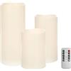 WELL HOME MOBILIARIO & DECORACIÓN Well Home - Set di 3 candele LED di dimensioni diverse e parpadenates con telecomando in colore avorio