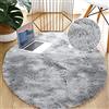 Leesentec Tappeti rotondi per camera da letto Soggiorno Antiscivolo Soffice tappeto soffice Tappetini shaggy Grandi per corridoio (Grigio/bianco, 160cm)